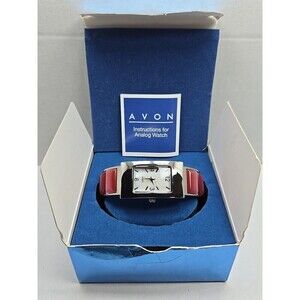 Avon Pink Bangle Bracelet Quartz Watch Rectangle Dial Japan Movement New Battery